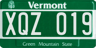 VT license plate XQZ019