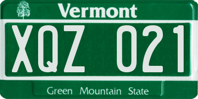 VT license plate XQZ021