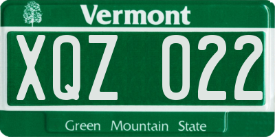 VT license plate XQZ022