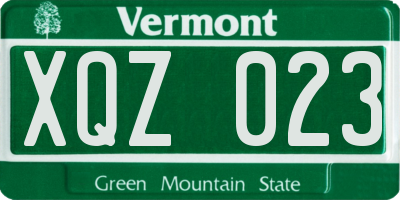 VT license plate XQZ023
