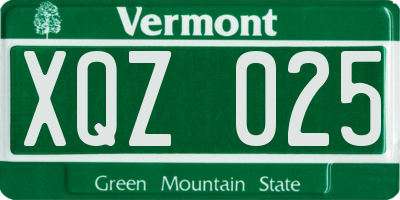 VT license plate XQZ025