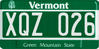 VT license plate XQZ026
