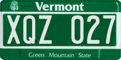 VT license plate XQZ027