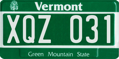 VT license plate XQZ031
