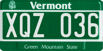 VT license plate XQZ036