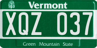 VT license plate XQZ037