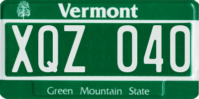 VT license plate XQZ040