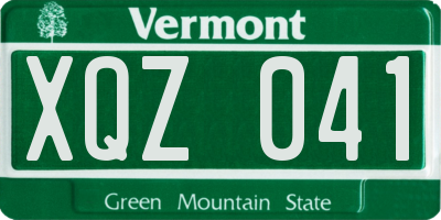 VT license plate XQZ041