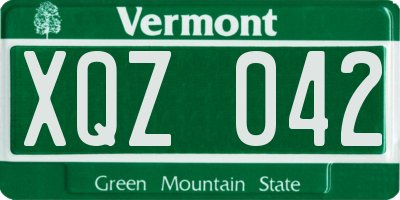 VT license plate XQZ042