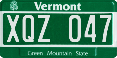 VT license plate XQZ047