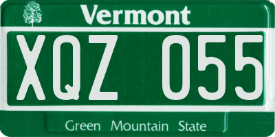 VT license plate XQZ055
