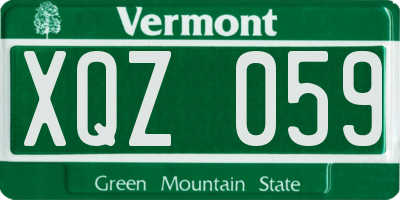 VT license plate XQZ059