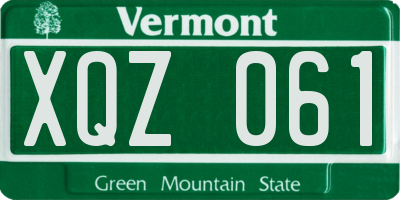 VT license plate XQZ061