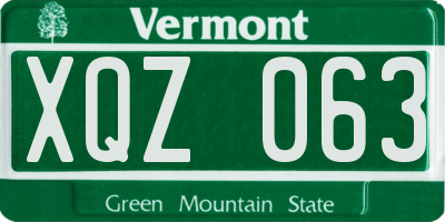 VT license plate XQZ063