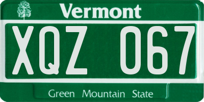 VT license plate XQZ067