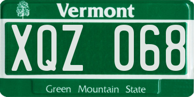 VT license plate XQZ068