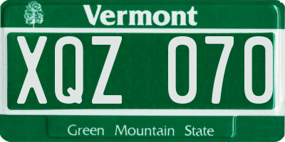 VT license plate XQZ070
