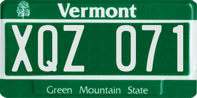 VT license plate XQZ071