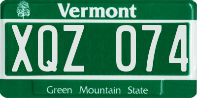 VT license plate XQZ074