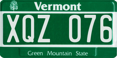 VT license plate XQZ076