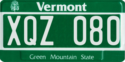 VT license plate XQZ080
