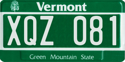 VT license plate XQZ081