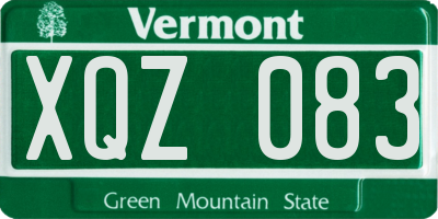 VT license plate XQZ083