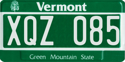 VT license plate XQZ085