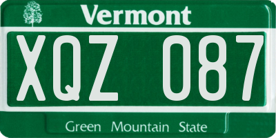 VT license plate XQZ087