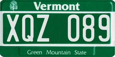 VT license plate XQZ089