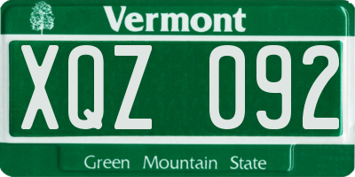 VT license plate XQZ092