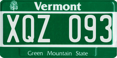 VT license plate XQZ093