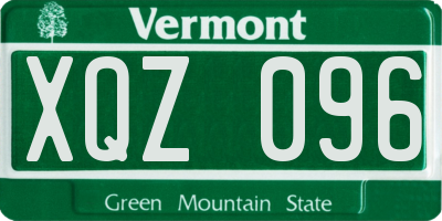 VT license plate XQZ096