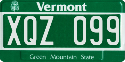 VT license plate XQZ099