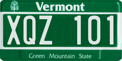 VT license plate XQZ101