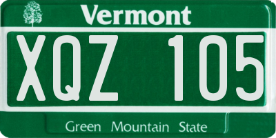 VT license plate XQZ105