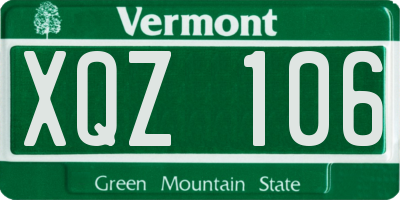 VT license plate XQZ106