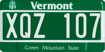 VT license plate XQZ107