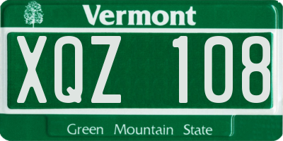 VT license plate XQZ108