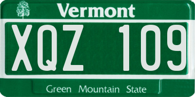 VT license plate XQZ109