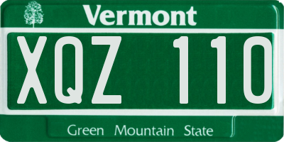 VT license plate XQZ110
