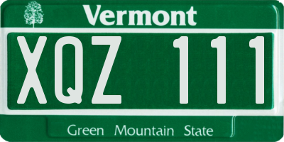 VT license plate XQZ111