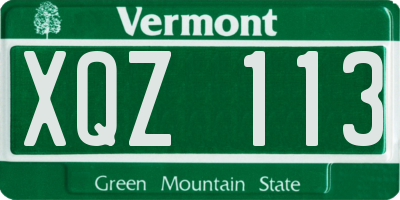 VT license plate XQZ113