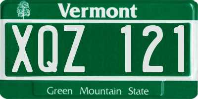 VT license plate XQZ121