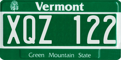 VT license plate XQZ122