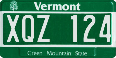 VT license plate XQZ124