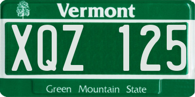 VT license plate XQZ125
