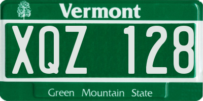 VT license plate XQZ128