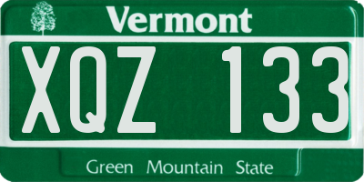 VT license plate XQZ133