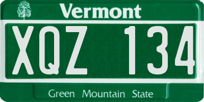 VT license plate XQZ134